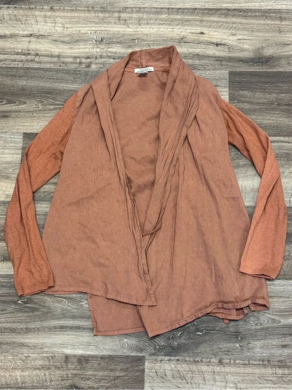 Prairie Underground Hemp Draped Clay Open Front Cardigan Women’s Small